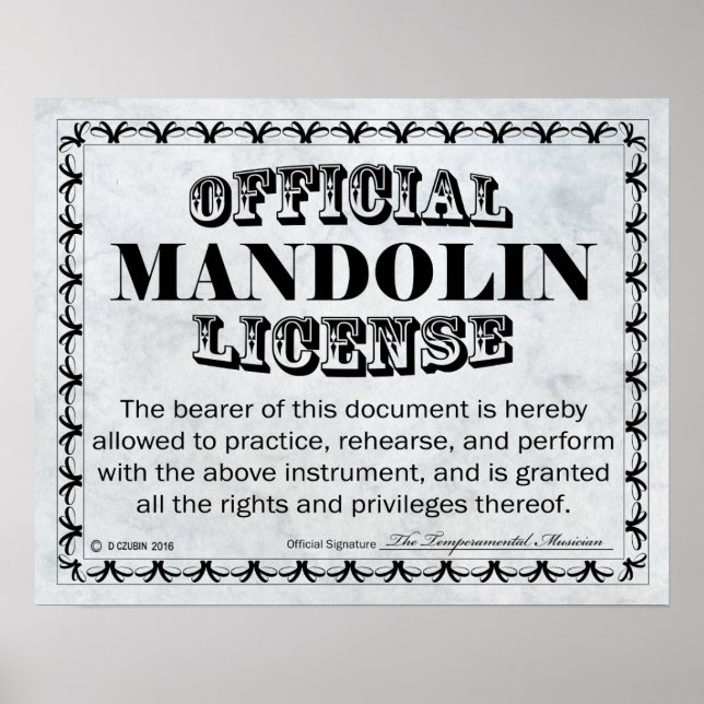 Mandolin License Poster (Framsidan)