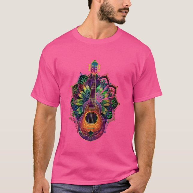 Mandolin Mandolinist Instrument Popart T Shirt (Framsida)