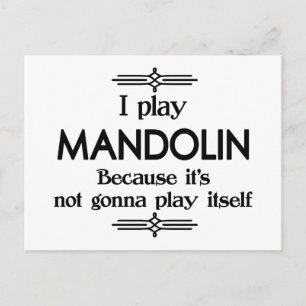 Mandolin - Play Itself Funny Deco Music Vykort