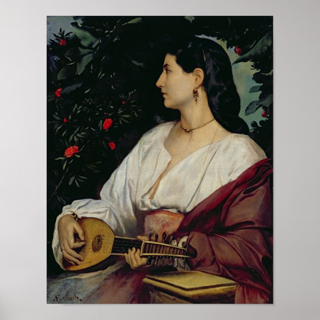 Mandolin Player, 1865 Poster (Framsidan)