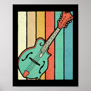Mandolin Player Funky Retro Bluegräs Mandolin Mus Poster