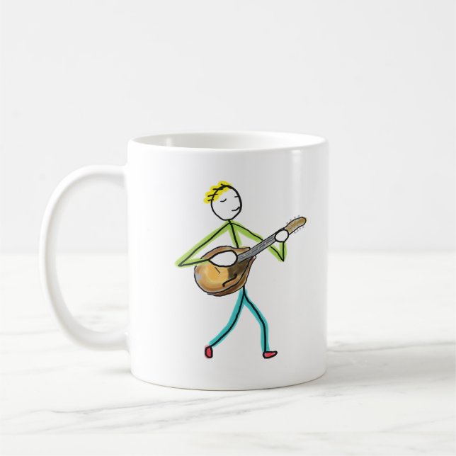 Mandolin Playing Stickman Kaffemugg (Vänster)