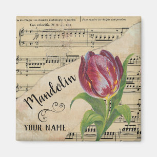 Mandolin Tulip Vintage Lakan Music Customized Magnet