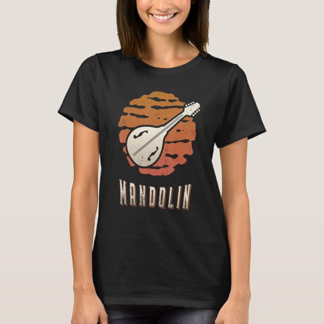 Mandolin Vintage Retro Classic Sunset Music T Shirt (Framsida)