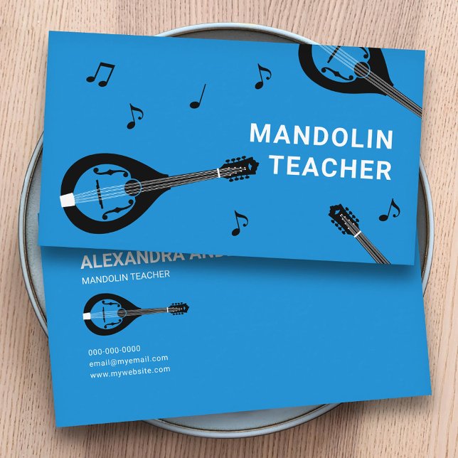 Mandolinlärare Blå Visitkort (Mandolin Teacher Blue Business Card)