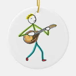 Mandolinspelande Stickman Julgransprydnad Keramik