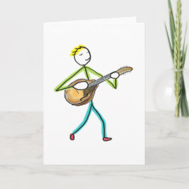 Mandolinspelande Stickman Kort