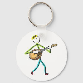 Mandolinspelande Stickman Nyckelring