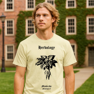 Mandragora Rot Träsnitt Vintage Botanisk Konst T Shirt