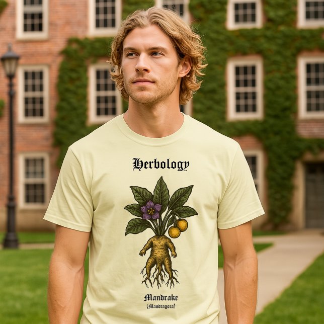 Mandrake Root Retro Träsnitt Botanisk Konst T Shirt (Skapare uppladdad)