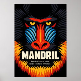 Mandrill Ansiktsfärg Illustration Poster