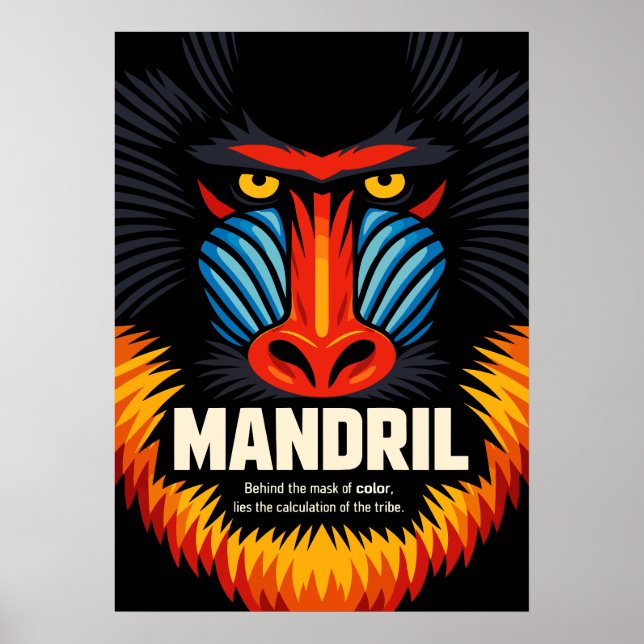 Mandrill Ansiktsfärg Illustration Poster (Framsidan)