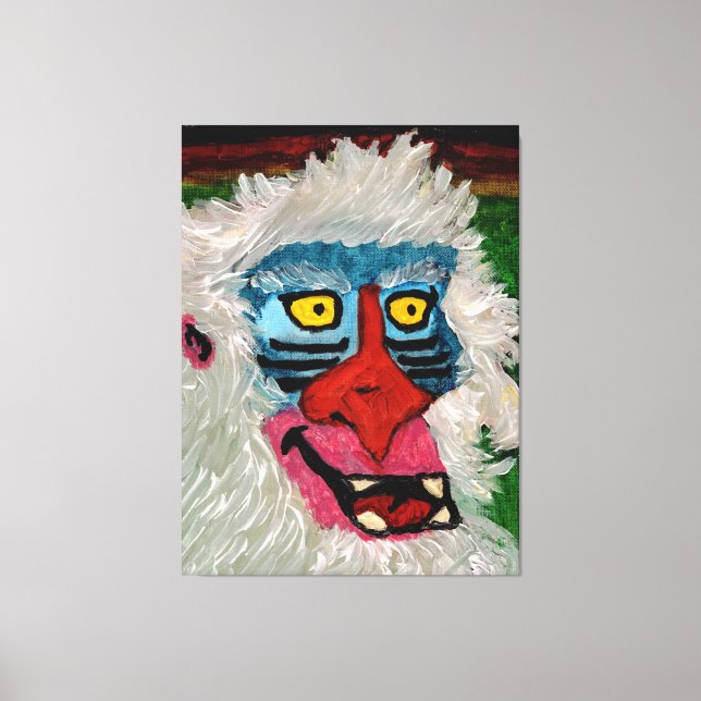 Mandrillapa tryckt på sträckt canvas (Framsida)