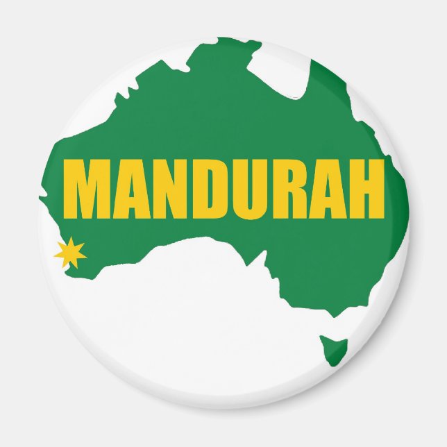 Mandurah Grönt och Guld Karta Magnet (Framsidan)