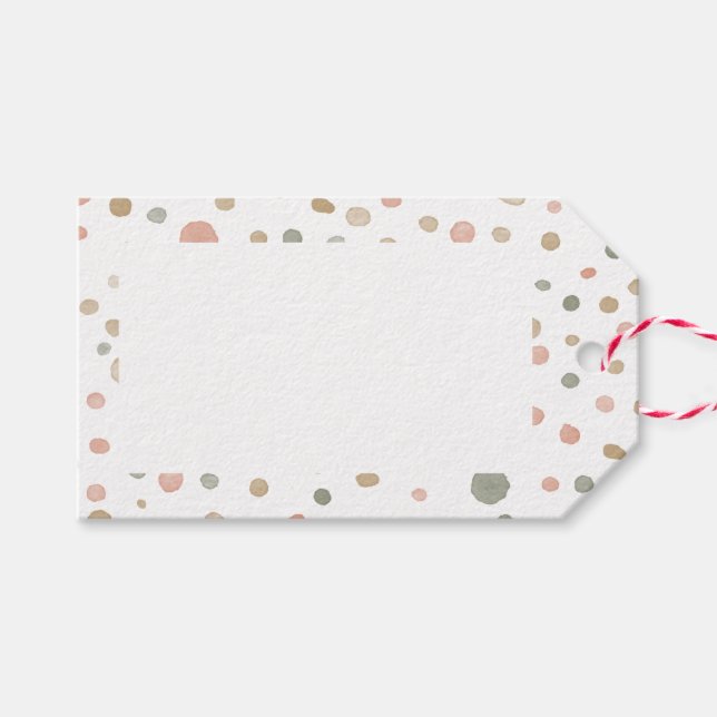 Mandy Confetti Watercolor Dots Gift-Märkre Presentetikett (Framsidan (Horizontal))