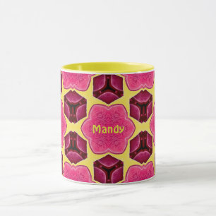 MANDY ~ Rosa Mushroom Mönster ~ Personlig ~ Mugg