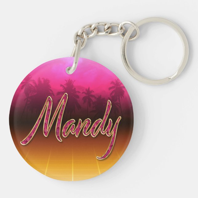 Mandy Vorname Name golden pink Schlüsselanhänger (Baksidan)