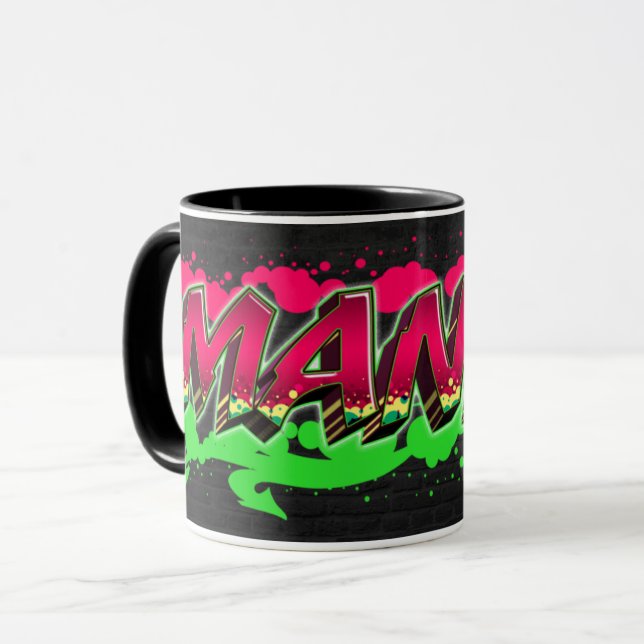 Mandy Vorname Name Graffiti red green Tasse Mugg (Framsida vänster)