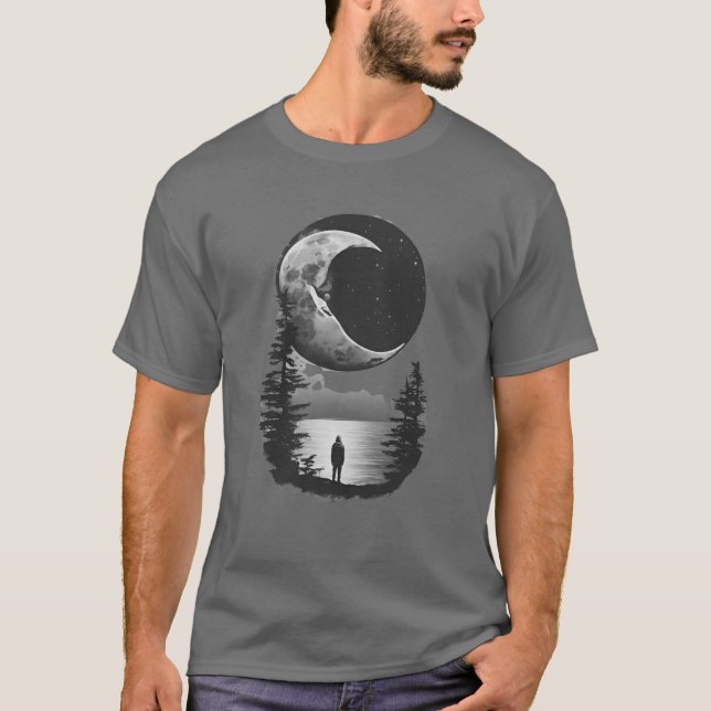 Måne 6 ljus, halvljus, satellit,celestial t shirt (Framsida)