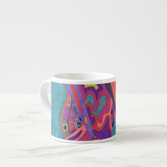 Måne, abstrakt konst espressomugg (Framsida vänster)