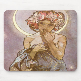 Måne ~ Alphone Mucha Mousepad Musmatta