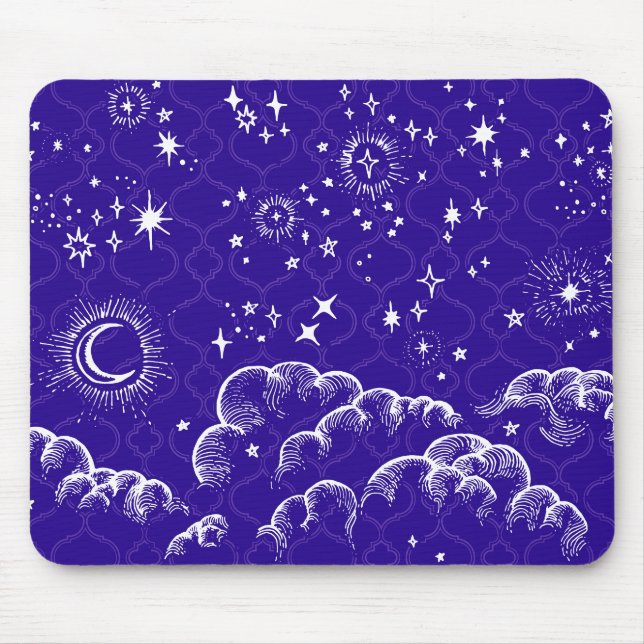 ’Måne and Stars’ Mousepad (Blue) Musmatta (Framsidan)