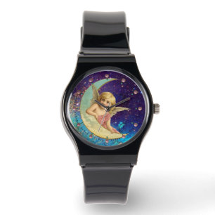 MÅNE ANGEL IN BLUE GULD GULT SPARKLES ARMBANDSUR
