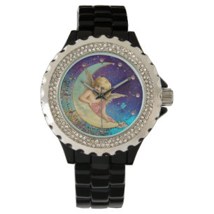 MÅNE ANGEL IN BLUE GULD GULT SPARKLES ARMBANDSUR