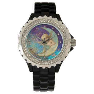 MÅNE ANGEL IN BLUE GULD GULT SPARKLES ARMBANDSUR