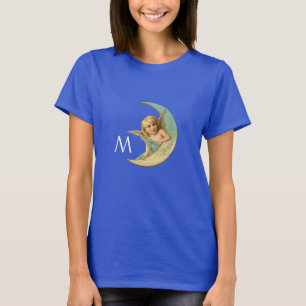 MÅNE ANGEL IN BLUE GULD GULT SPARKLES MONOGRAM TEE SHIRT