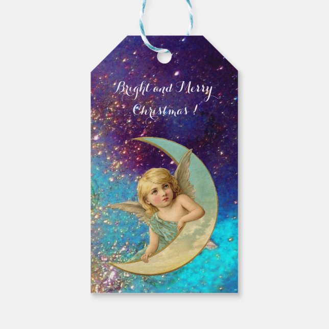 MÅNE ANGEL IN BLUE GULD GULT SPARKLES PRESENTETIKETT (Baksidan)