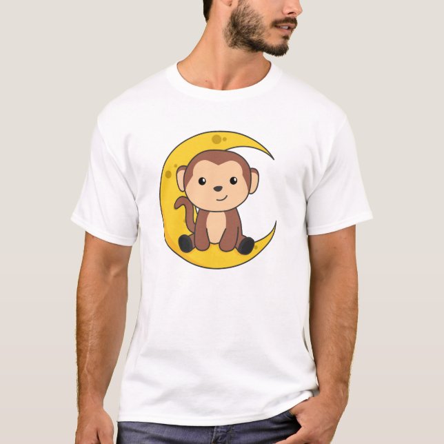 Måne Animals apa Sweet Animals Monkey För barn T Shirt (Framsida)