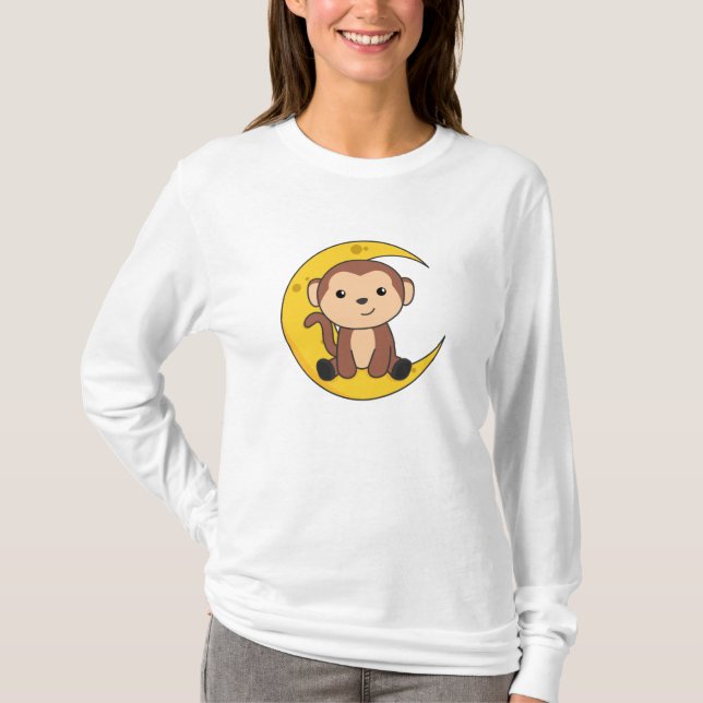 Måne Animals apa Sweet Animals Monkey För barn T Shirt (Framsida)