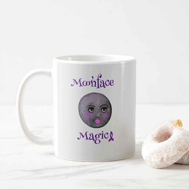 Måne Ansikte lila lupus Kaffemugg (Med munk)