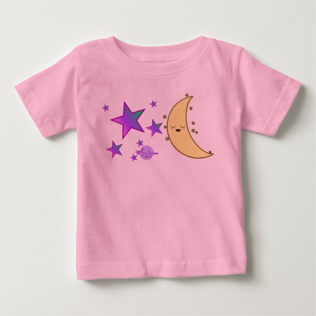 Måne ansikte & stjärnor Rosa Tutu Baby Bodysuit T-shirt (Framsida)