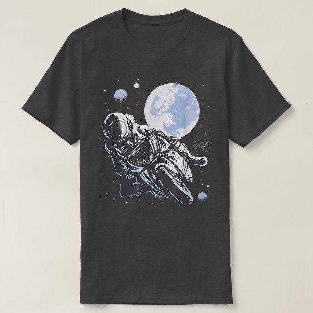 Måne Astronaut Motorrad Biker 1077 T Shirt (Design framsida)