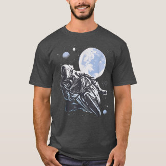 Måne Astronaut Motorrad Biker 1077 T Shirt