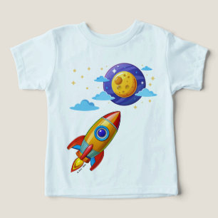 Måne Astronaut Rocket Frakt Kids T-Shirt