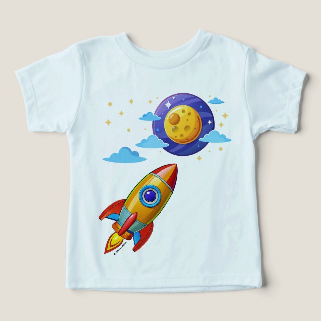 Måne Astronaut Rocket Frakt Kids T-Shirt (Design Framsida)