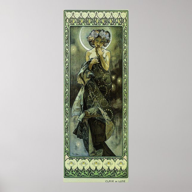 Måne av Alphonse Mucha Poster (Framsidan)