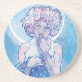 "Måne" av Mucha, Blue Sandstone Underlägg