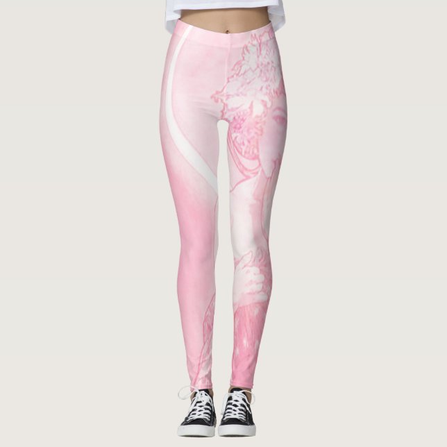 "Måne" av Mucha Rosa Leggings (Framsida)