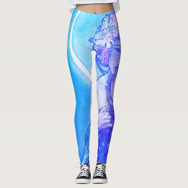 "Måne" av Mucha Violet Leggings (Framsida)