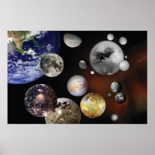 Måne av solsystemet poster