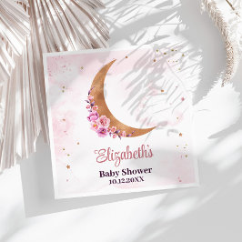 Måne babyskor med gyllene Blommigtar Pappersservett