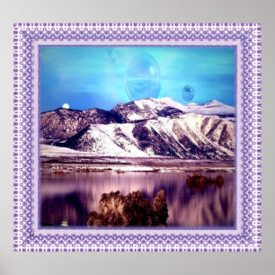 Måne bakom Montain Poster