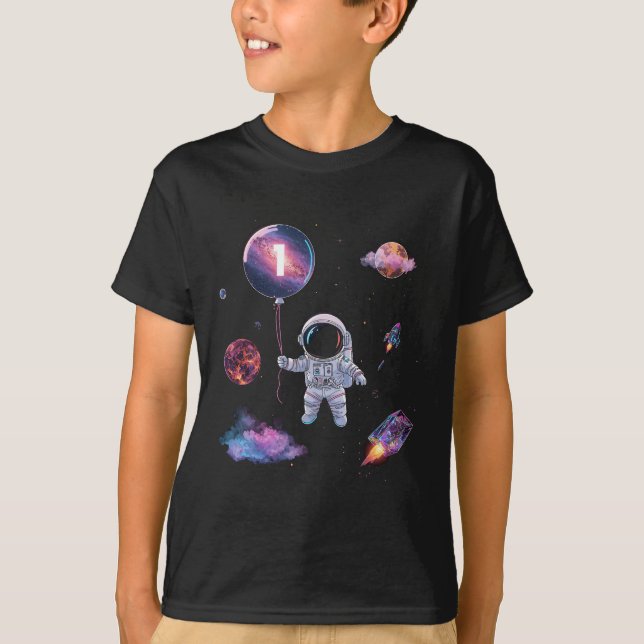 Måne Balloon Astronaut Shirt Boy T (Framsida)