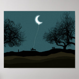 Måne Balloon Poster