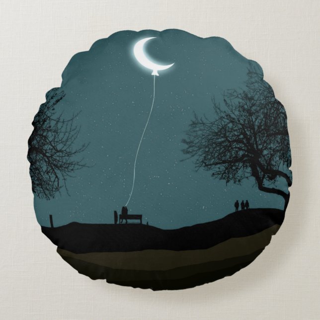 Måne Balloon Rund Kudde (Framsidan)