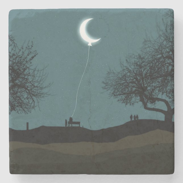 Måne Balloon Stenunderlägg (Framsidan)
